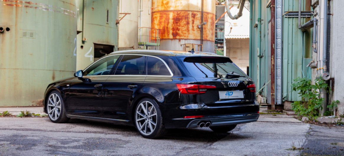 Attractive lowering of the Audi A4 Avant B9 with the ap coilover suspension kit