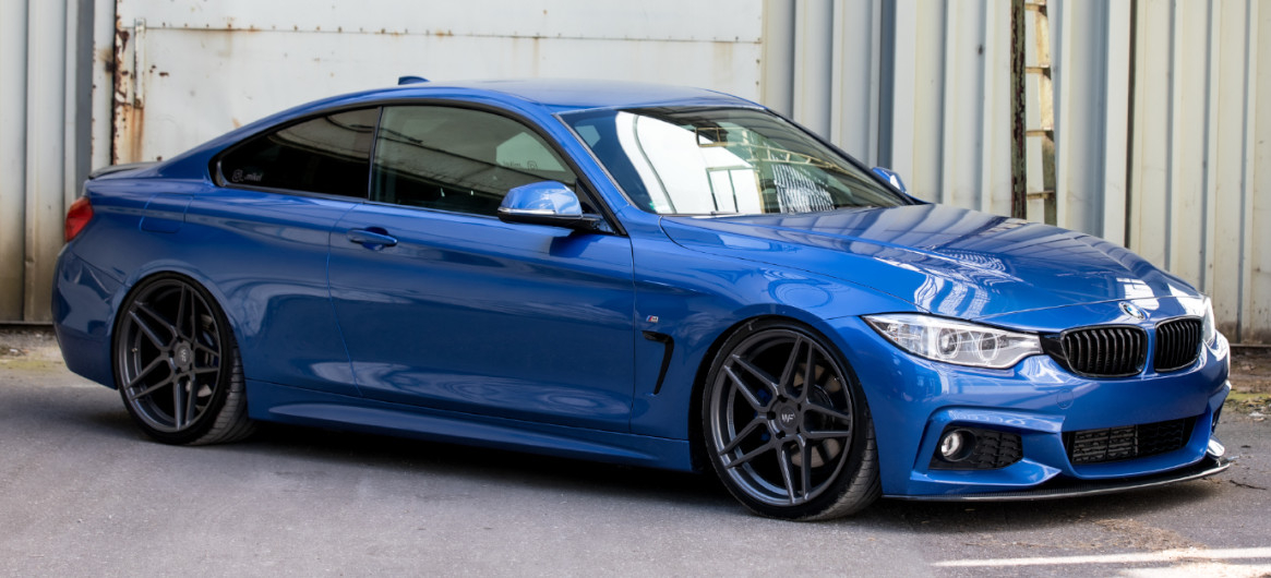 Beautiful performance stance  with an ap coilover suspension on a 4 series BMW